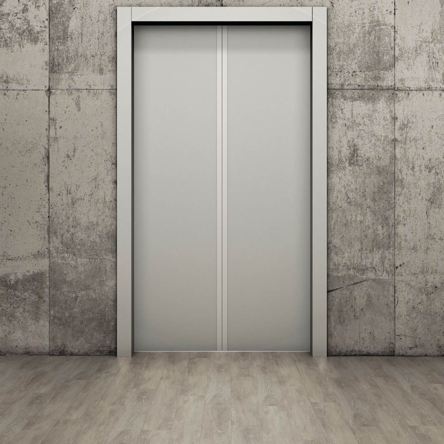 Sol vinyle plombant expona simplay grey ash aspect 2512 chene grisé dans un couloir d'ascenseur