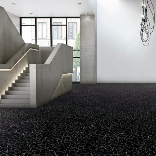Acheter en ligne Objecflor Expona Commercial, Sol en vinyle design noir, hall lieu professionnel très moderne ambiance et style sobre