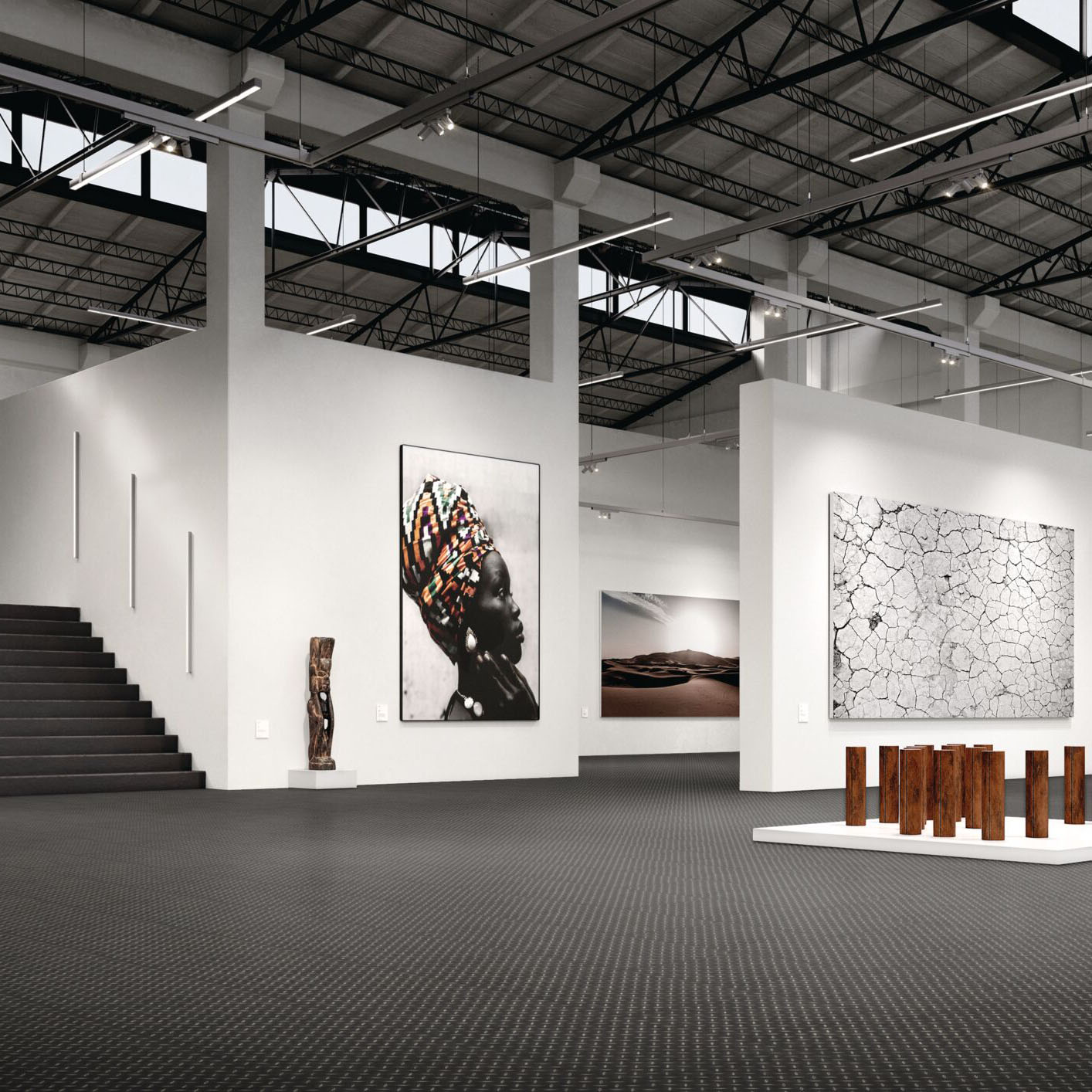 Sol vinyle à coller objectflor expona design black treadplate metal 8122