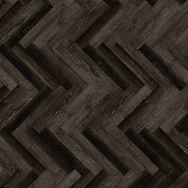 Sol vinyle à clipser baton rompu - Objectflor Living Herringbone Camelot oak 8153 - Aspect chêne noir (Échantillon)