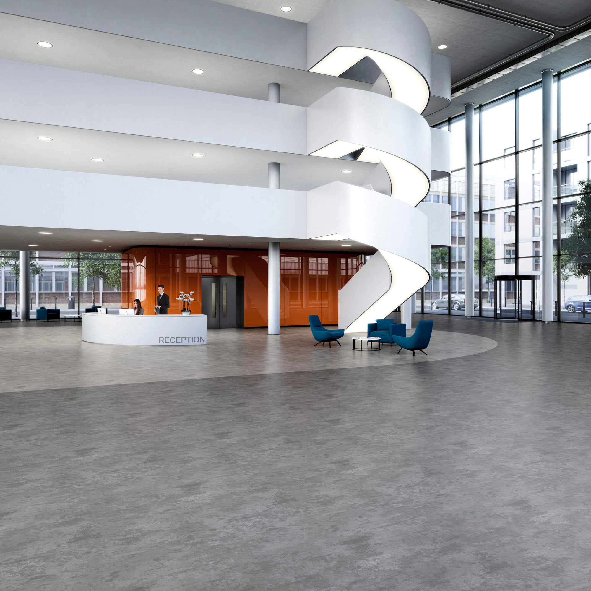 Sol vinyle à coller objectflor expona flow cool concrete 9856 pierre