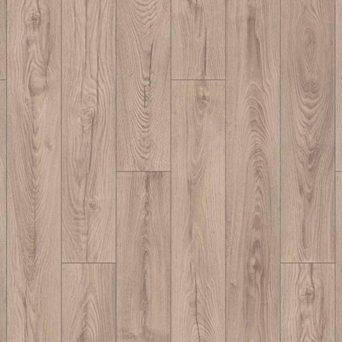 Parquet stratifié flottant aspect chêne clair.