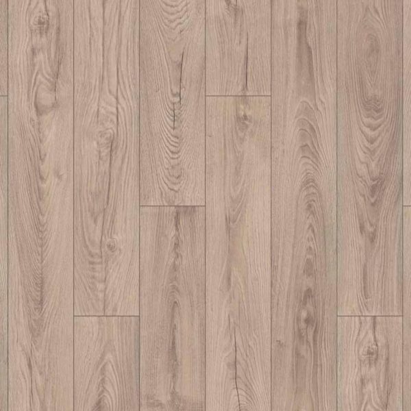 Parquet stratifié flottant aspect chêne clair.