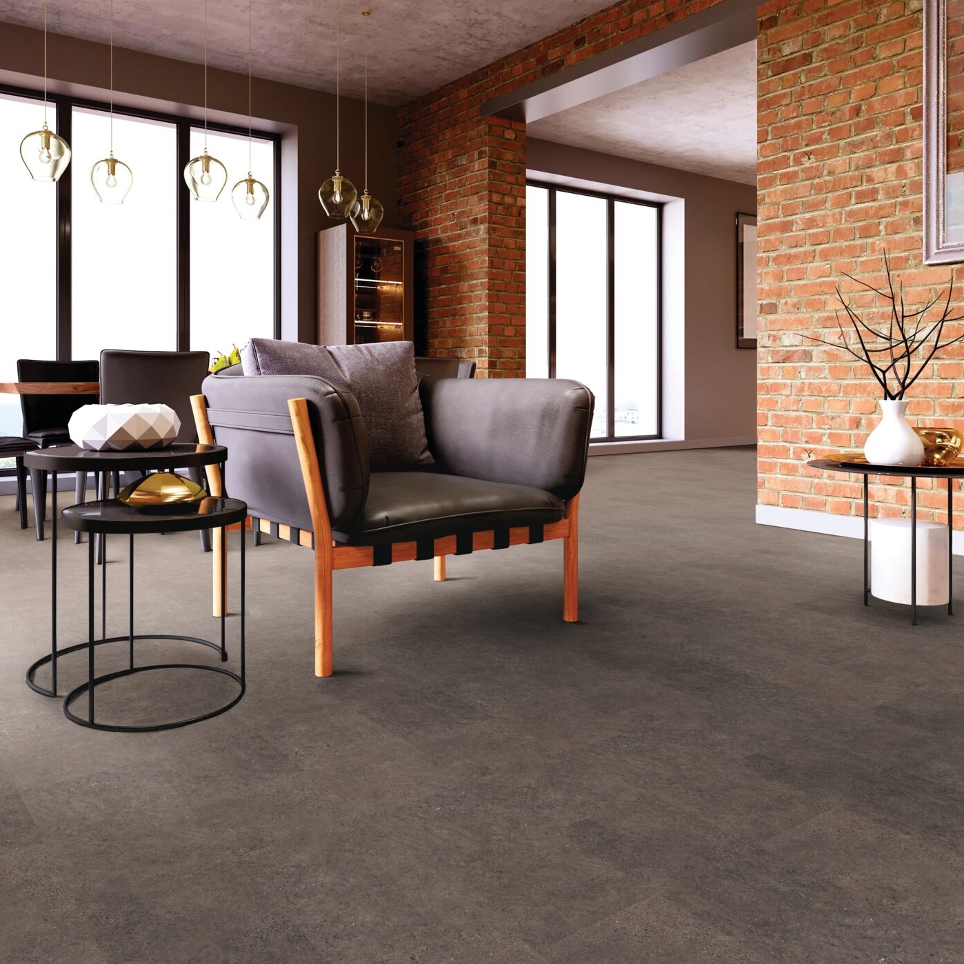 Afterhall revendeur sol Expona clic 19db stone 9085 factory concrete pierre photo ambiance