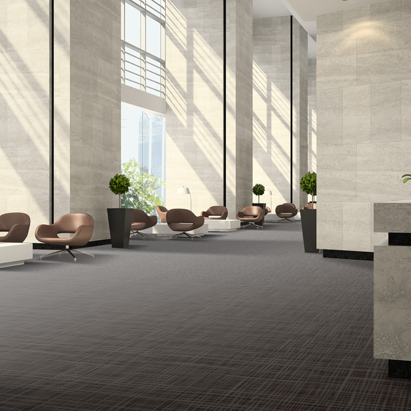 Locaux professionnels avec moquette velours à motifs à coller Balsan Alinea 780 noir