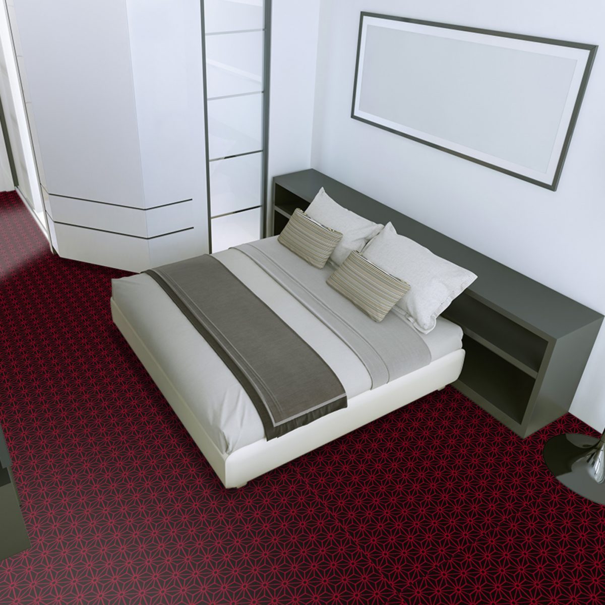 balsan moquette rouge velours a coller mise situation