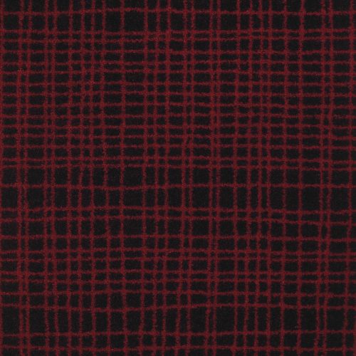 Moquette velours balsan, noire et rouge.