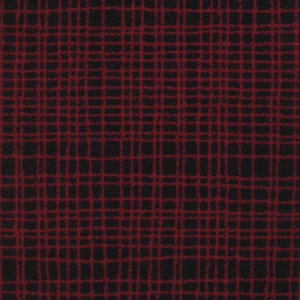 Moquette velours balsan, noire et rouge.