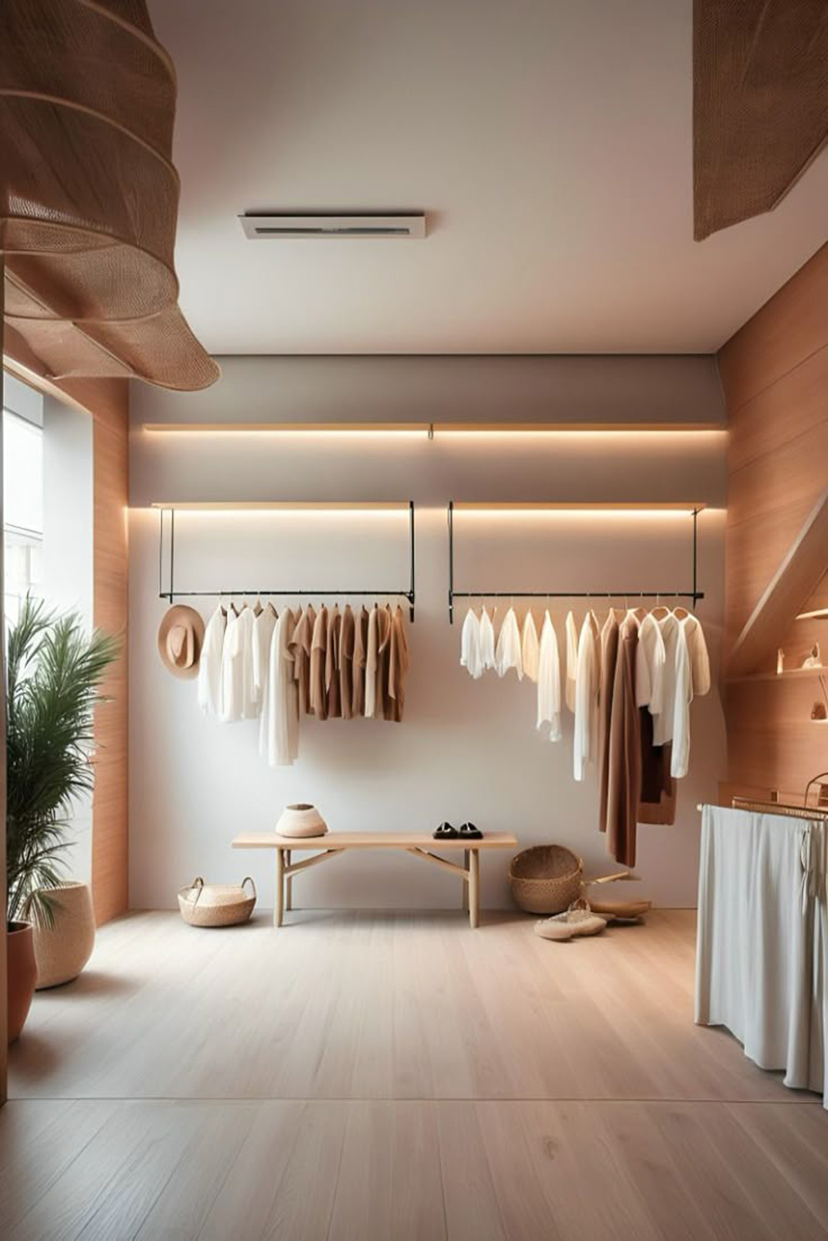 Magasin moderne avec sol en parquet clipsable