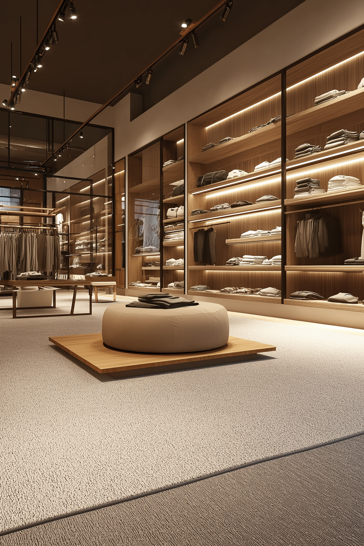 Magasin avec de la moquette isolante au sol