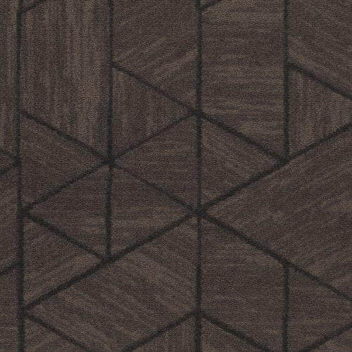 Moquette balsan marron en velours avec motifs.