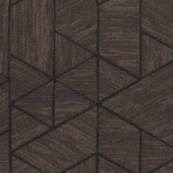 Moquette balsan marron en velours avec motifs.
