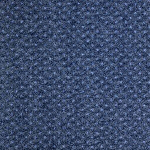 Moquette bleue, velours motif à points, balsan.