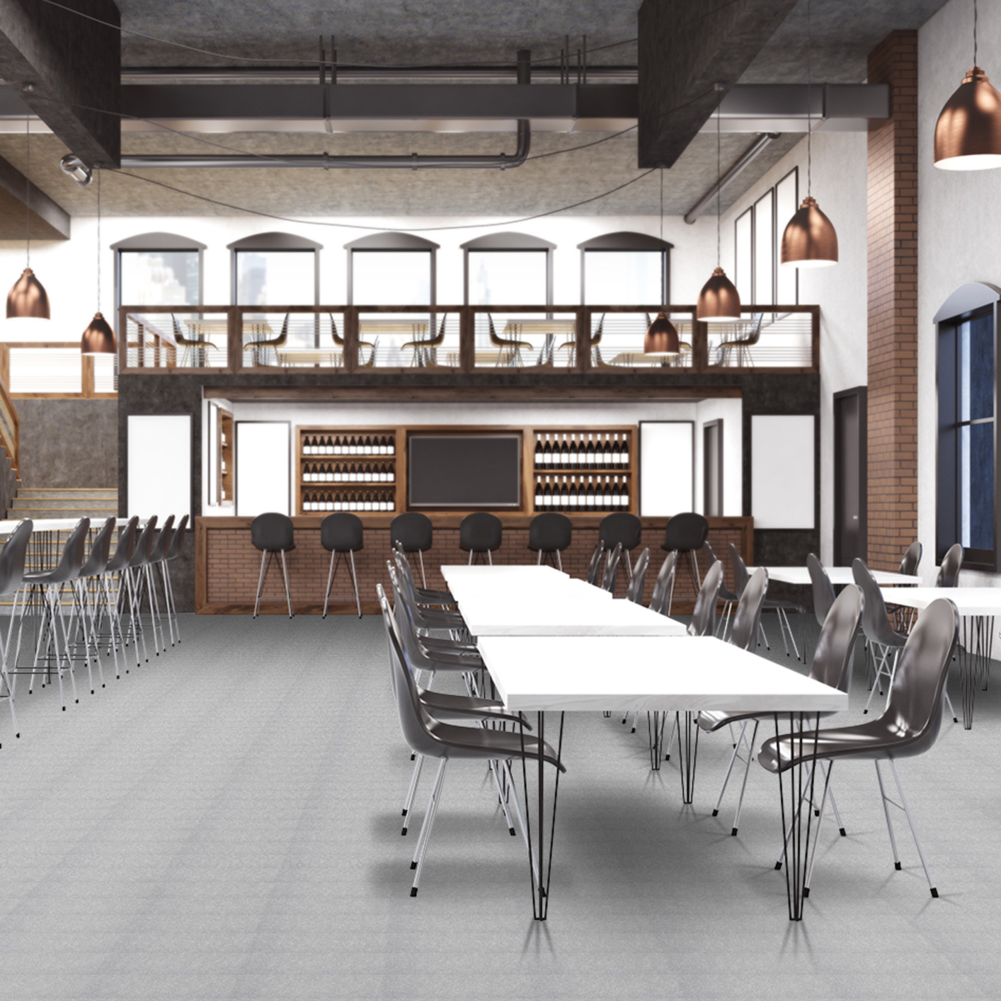 Restaurant avec moquette velours à coller Balsan les Best 930 gris