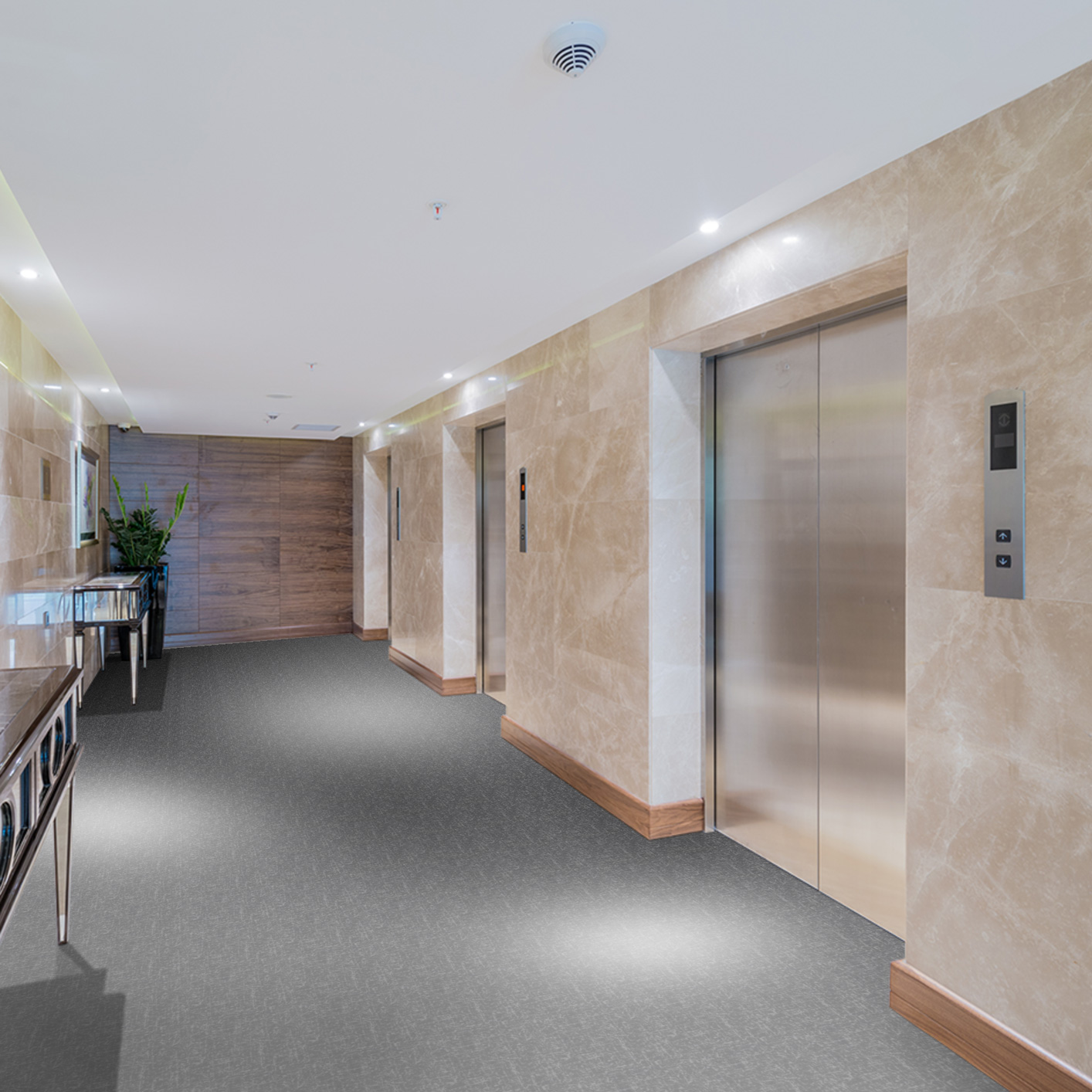 moquette grise balsan motif velours ambiance hotel