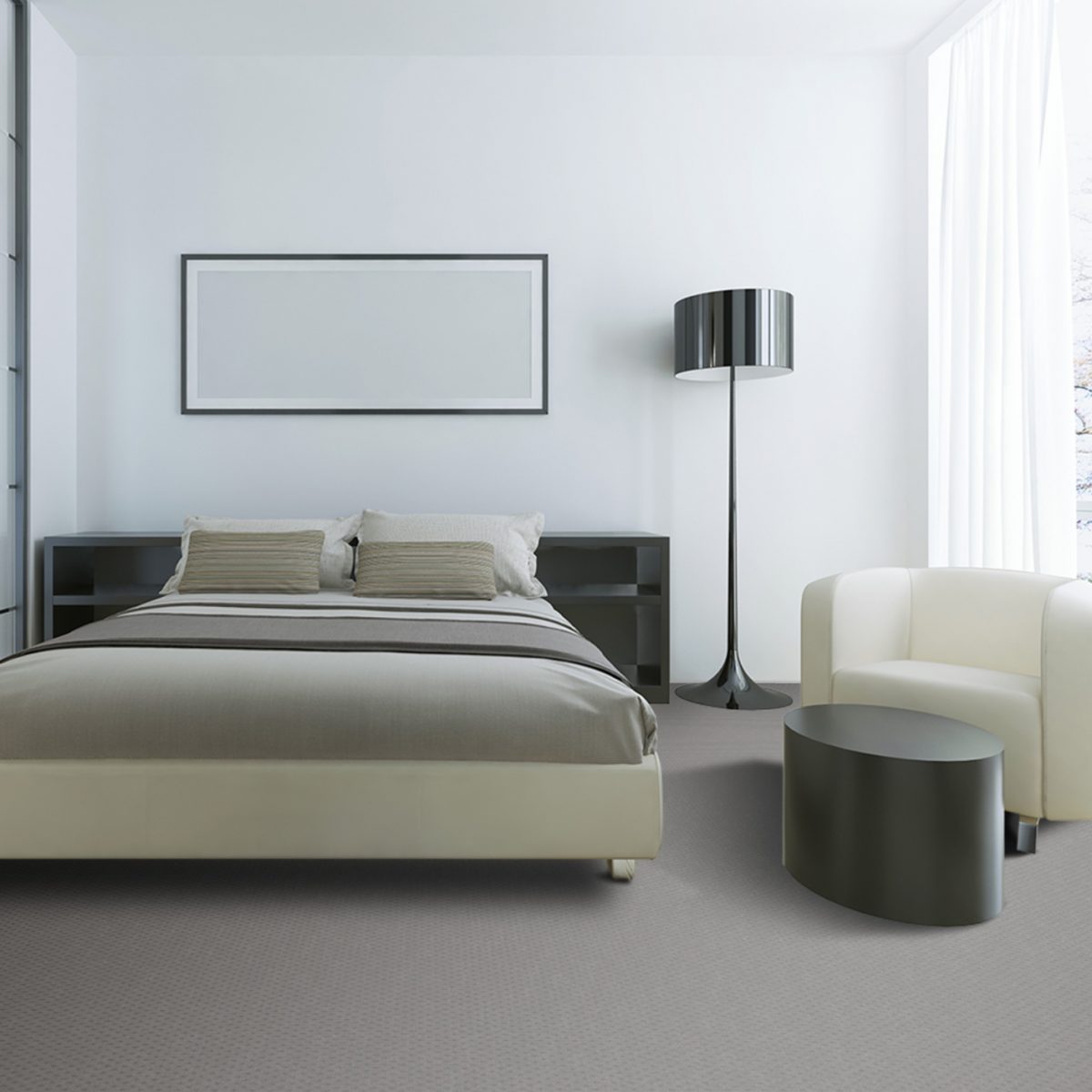 moquette grise velours a coller balsan mise en situation
