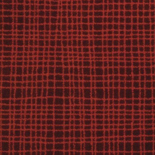 Moquette en velours rouge rayée, balsan.