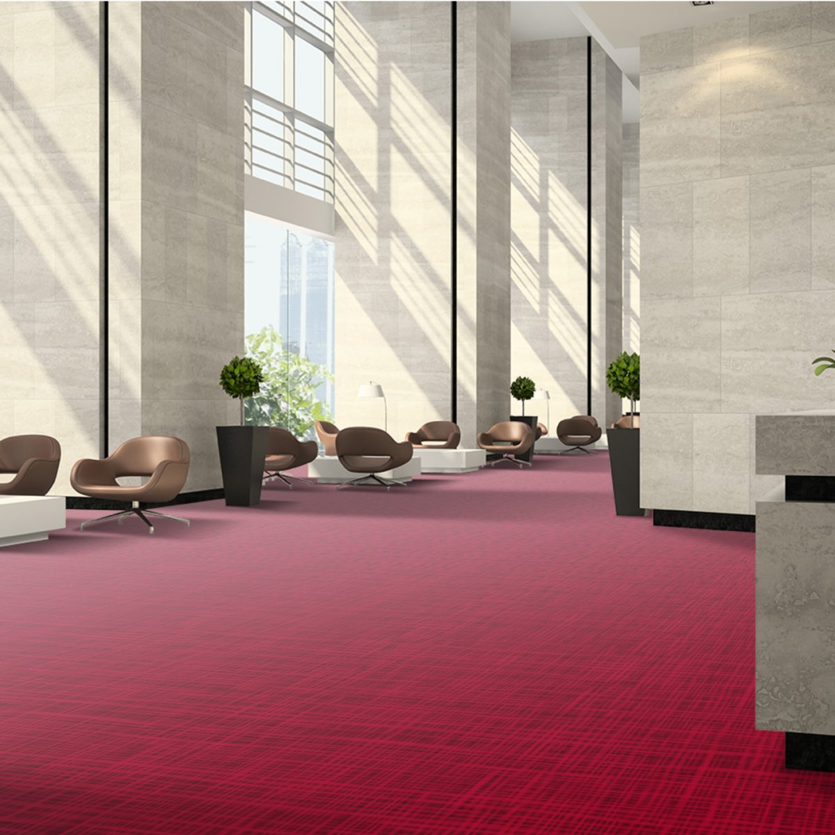 moquette rouge balsan a coller velours mise en situation