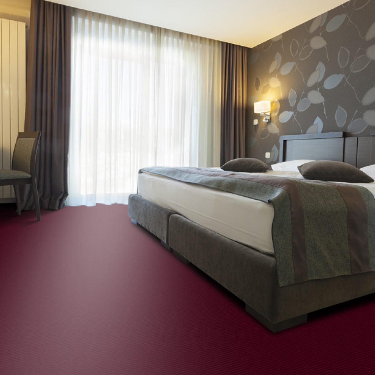 moquette velours a coller rouge raye balsan ambiance