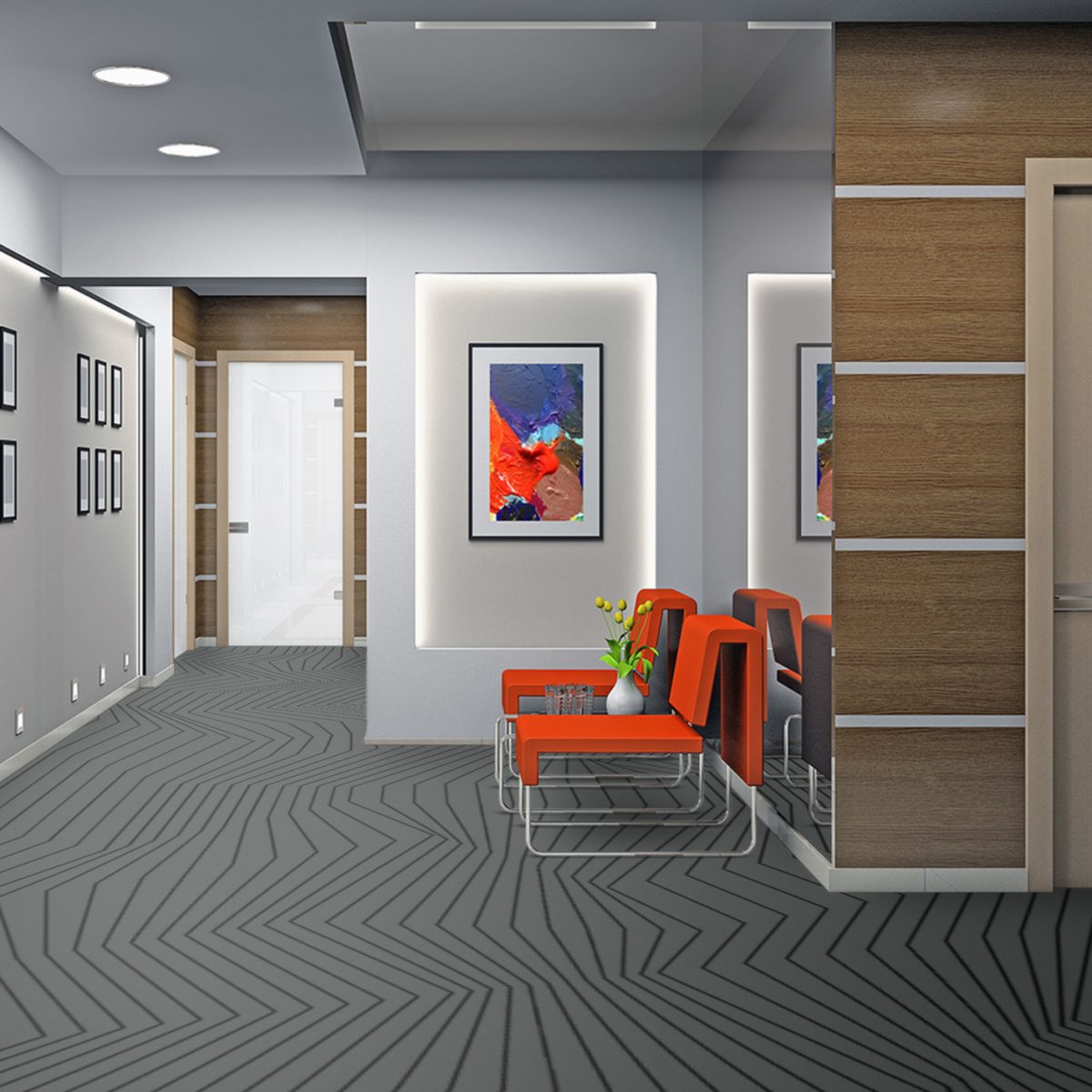 moquette velours balsan a coller grise mise en scene