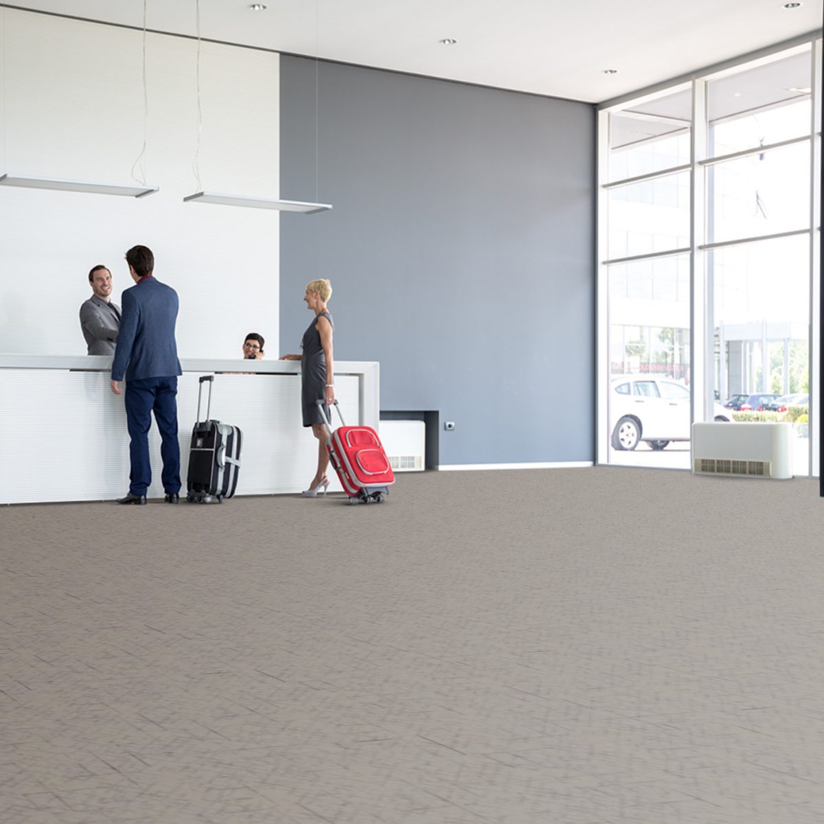 sol beige velours epais moquette motif balsan photo ambiance