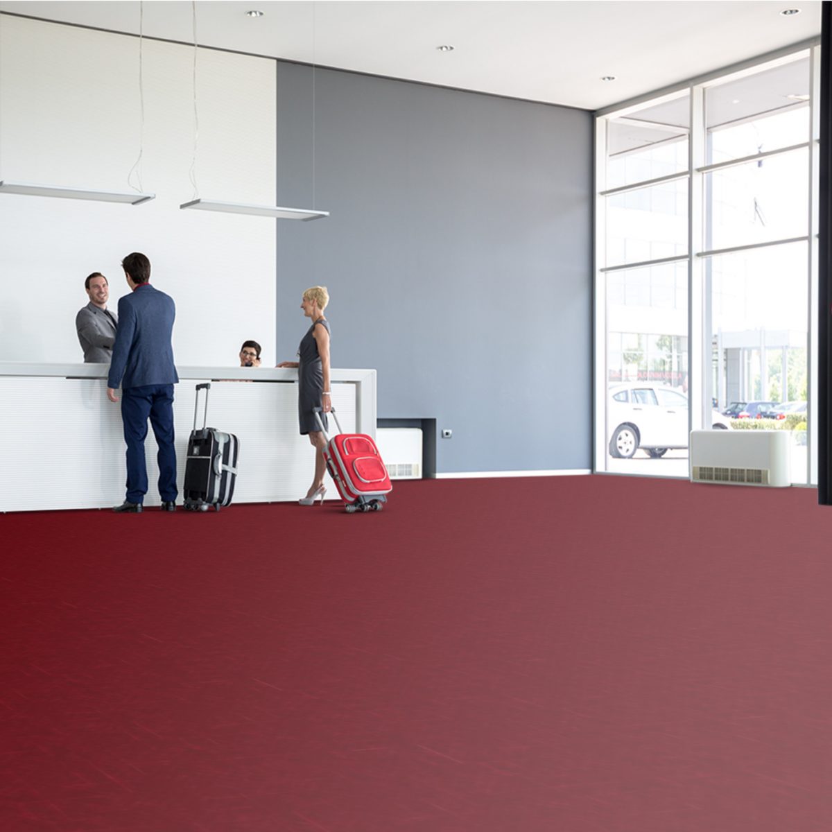 sol velours rouge haut de gamme moquette balsan mise en scene