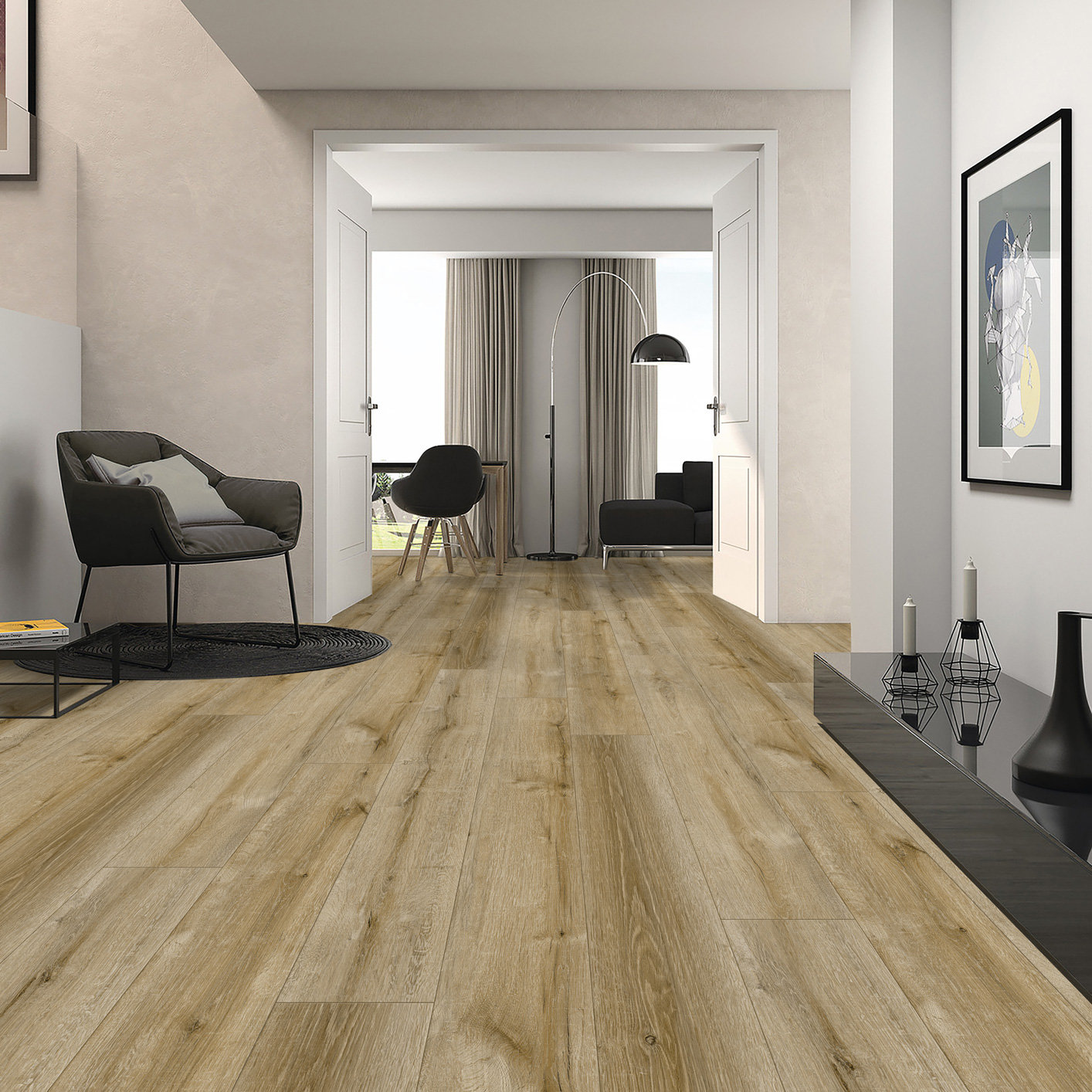 Aperçu sol vinyle à clipser Kalinafloor Aria Wood 43 chêne foncé