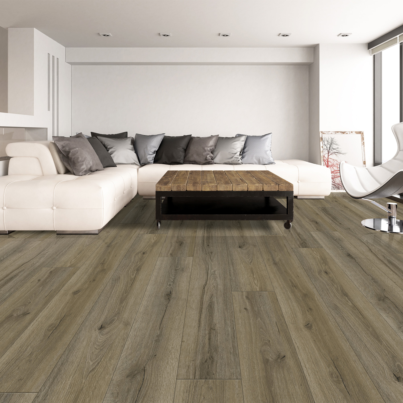 revetement_sol_vinyle_chene_gris_kalinafloor_haut_de_gamme_photo_salon Salon design avec sol vinyle à clipser Kalinafloor Portofino 42 chêne grisé
