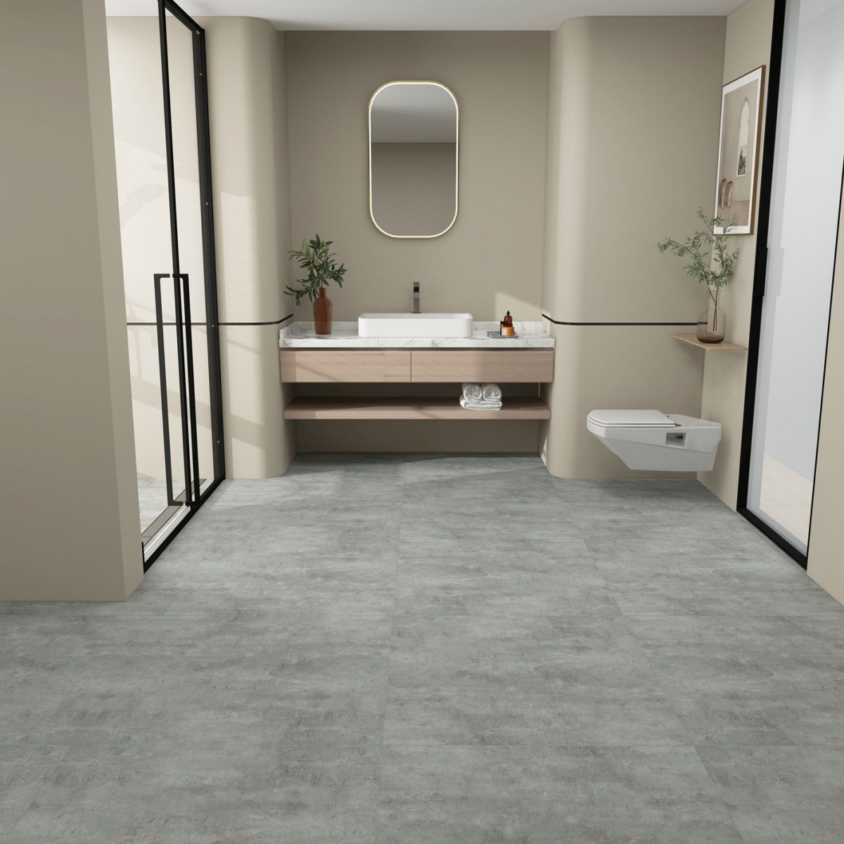 sol pvc aspect pierre plombant kalinafloor mise en scene