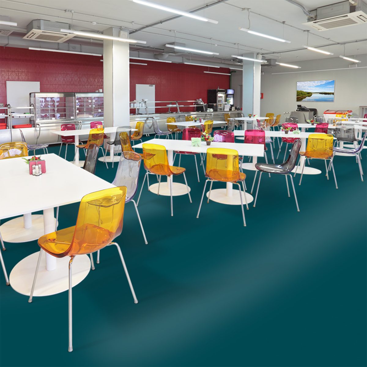 balsan moquette bleue a coller epaisse isolante mise en situation