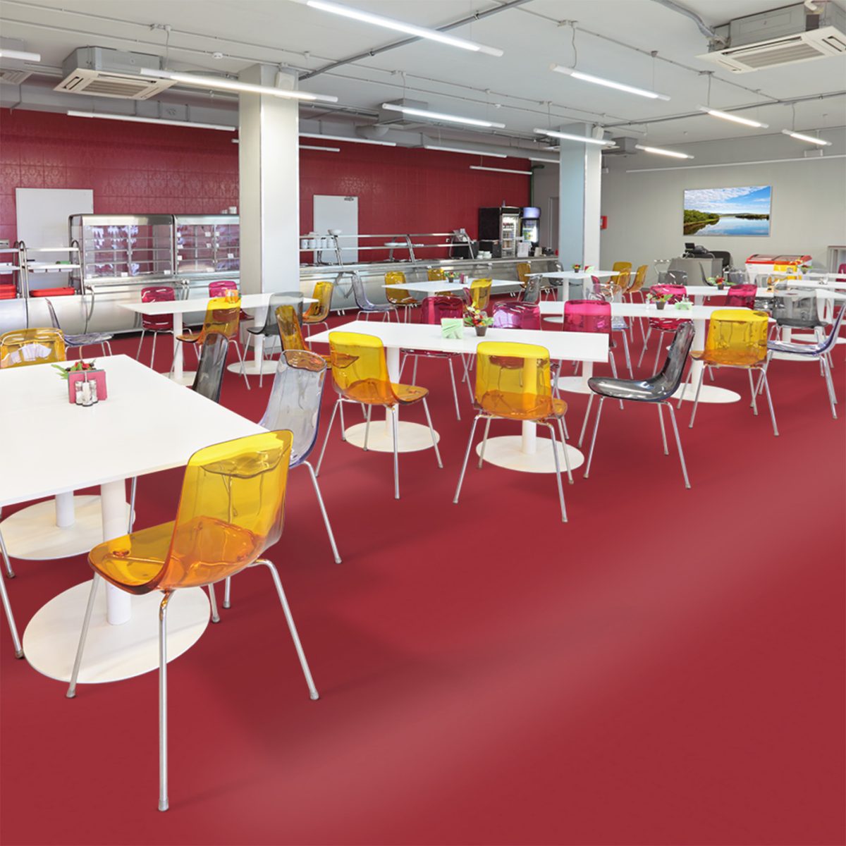 moquette a coller rouge balsan isolante mise en scene