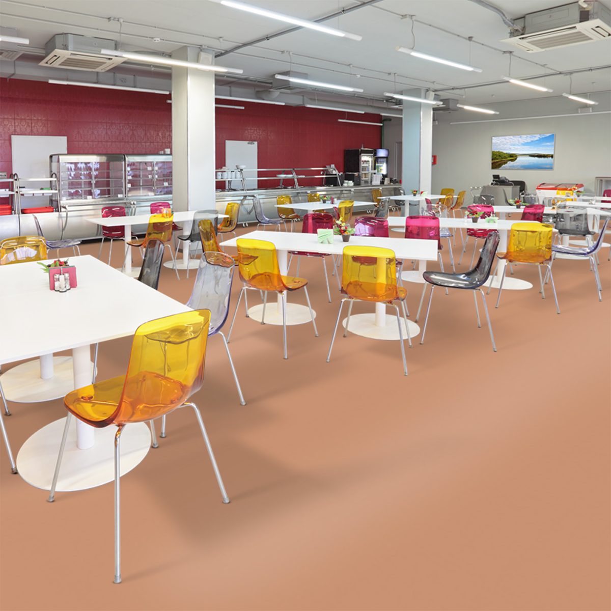moquette orange epaisse a coller durable balsan photo restaurant