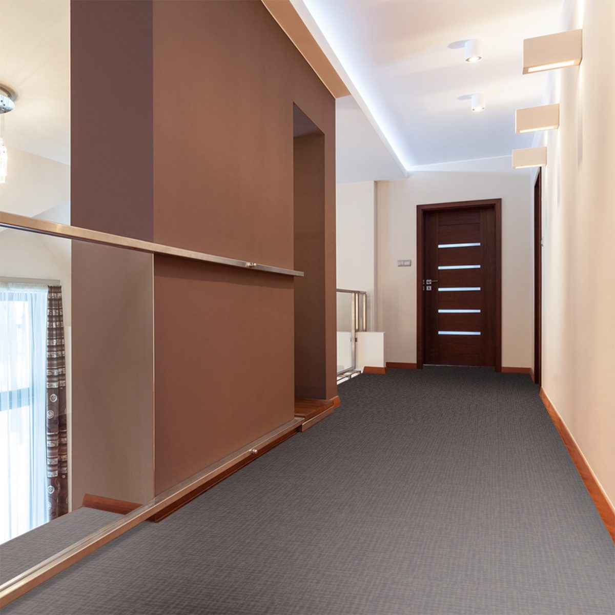 moquette velours balsan noir a rayures a coller mise en scene