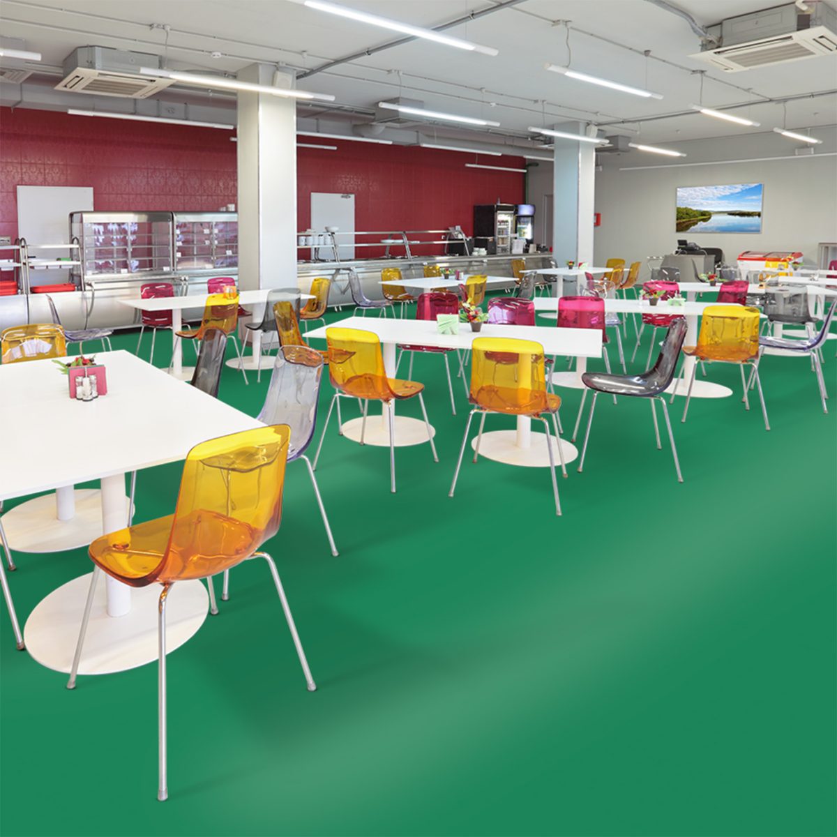 moquette verte velours epais a coller balsan mise en situaton