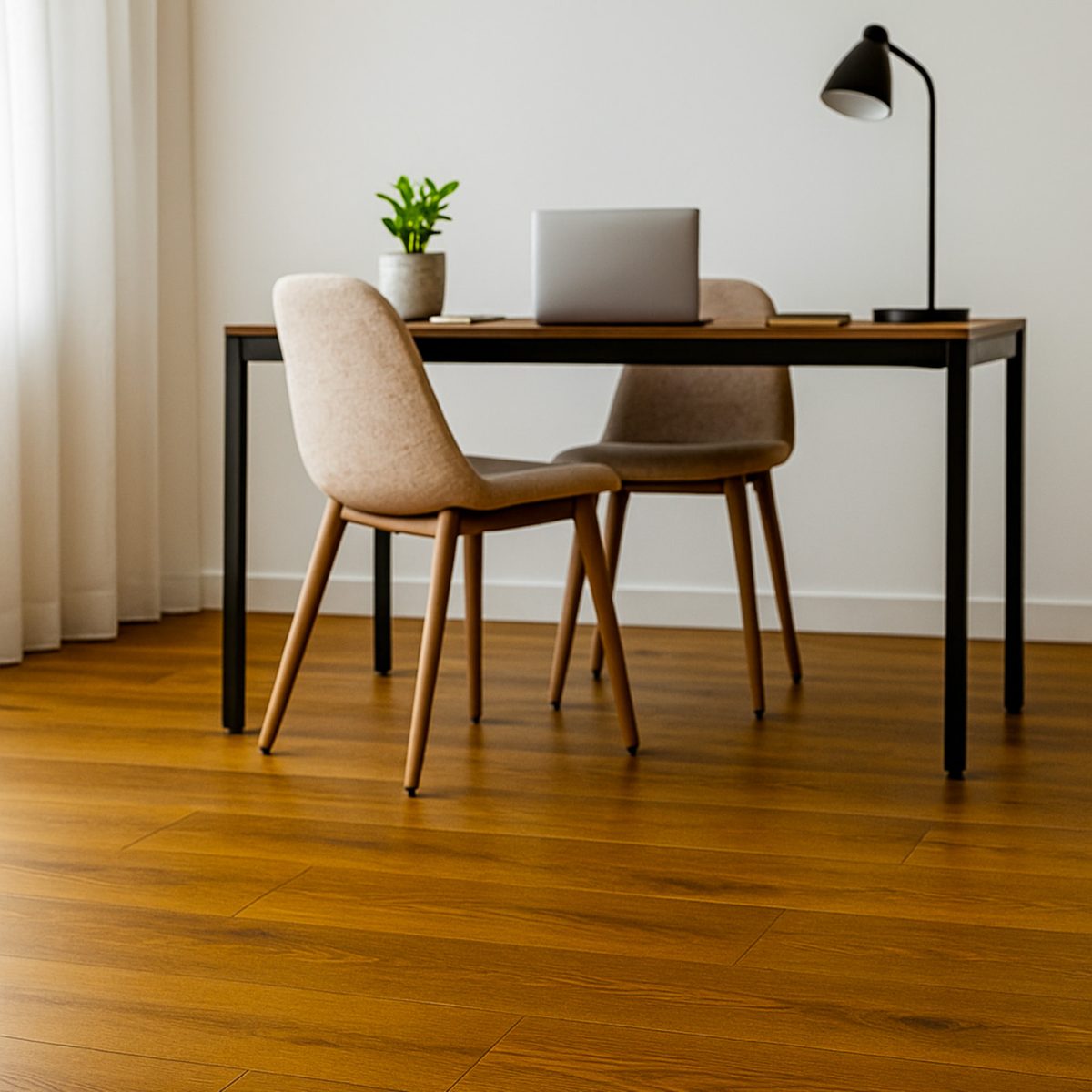 parquet chene de lest massif a coller chene fonce mise situation bureau