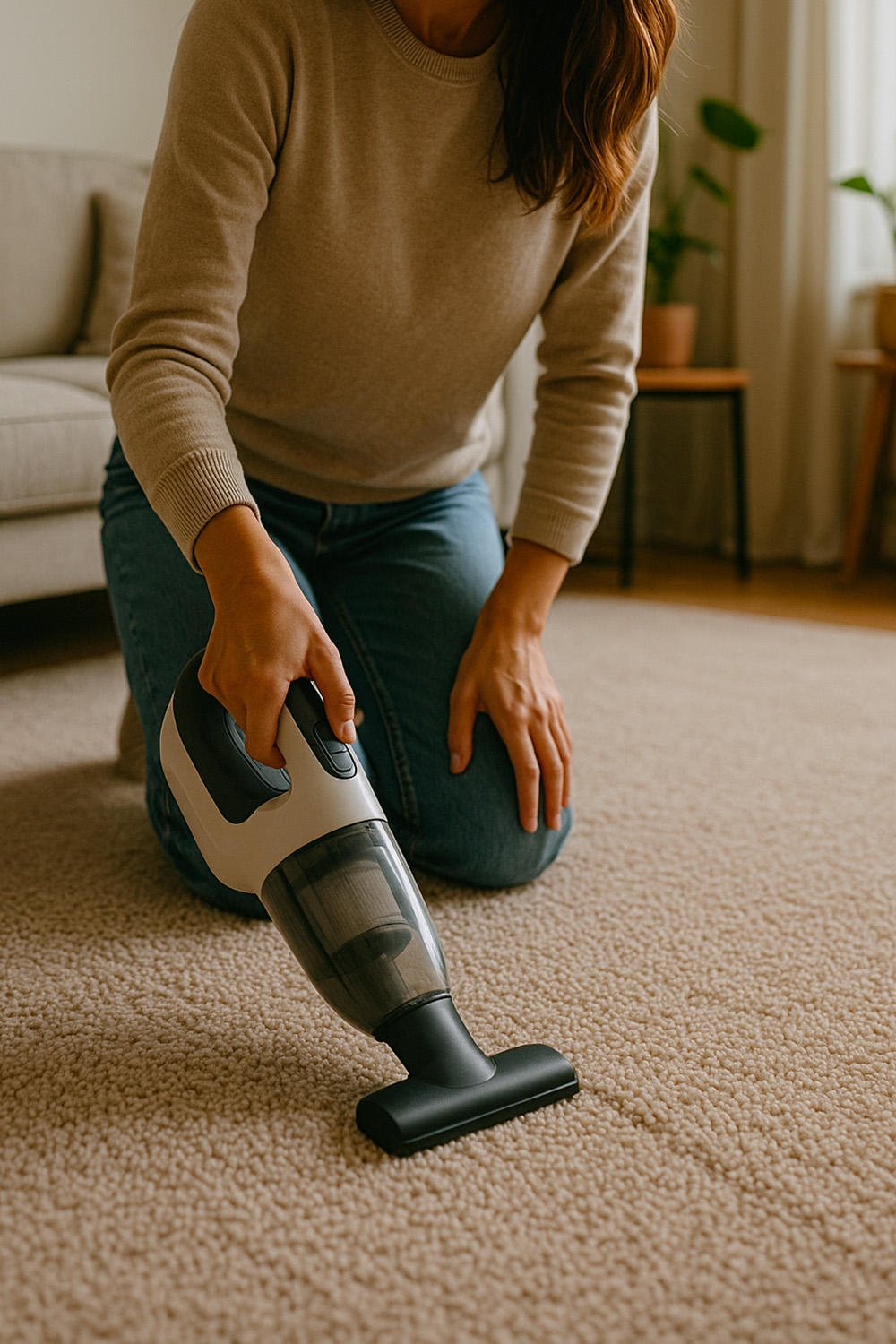 Les avantages de la moquette pour votre intérieur en 2025 37 Nettoyage moquette claire à l'aspirateur à main