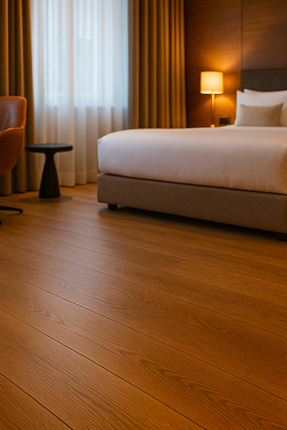 Sol parquet contrecollé chambre d'hôtel