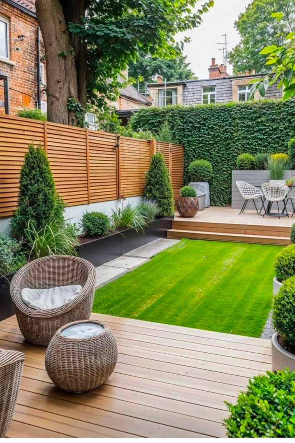 Pourquoi choisir le gazon synthétique en 2025 ? 23 Gazon synthétique dans un jardin d'une maison