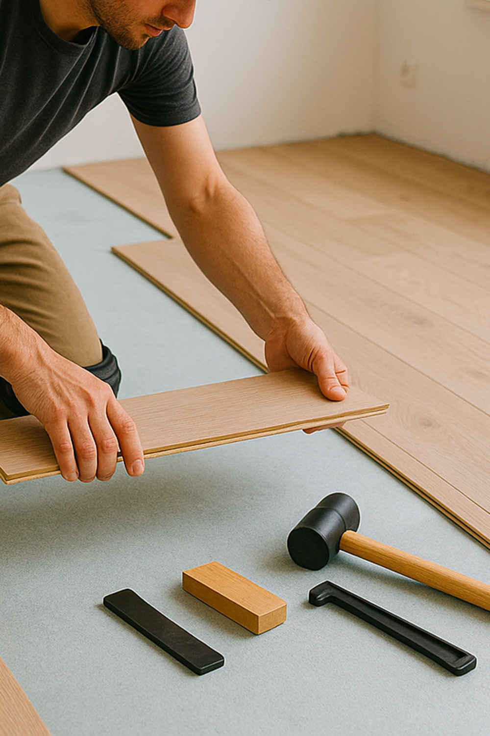 Installation de lames de parquet contrecollé à clipser