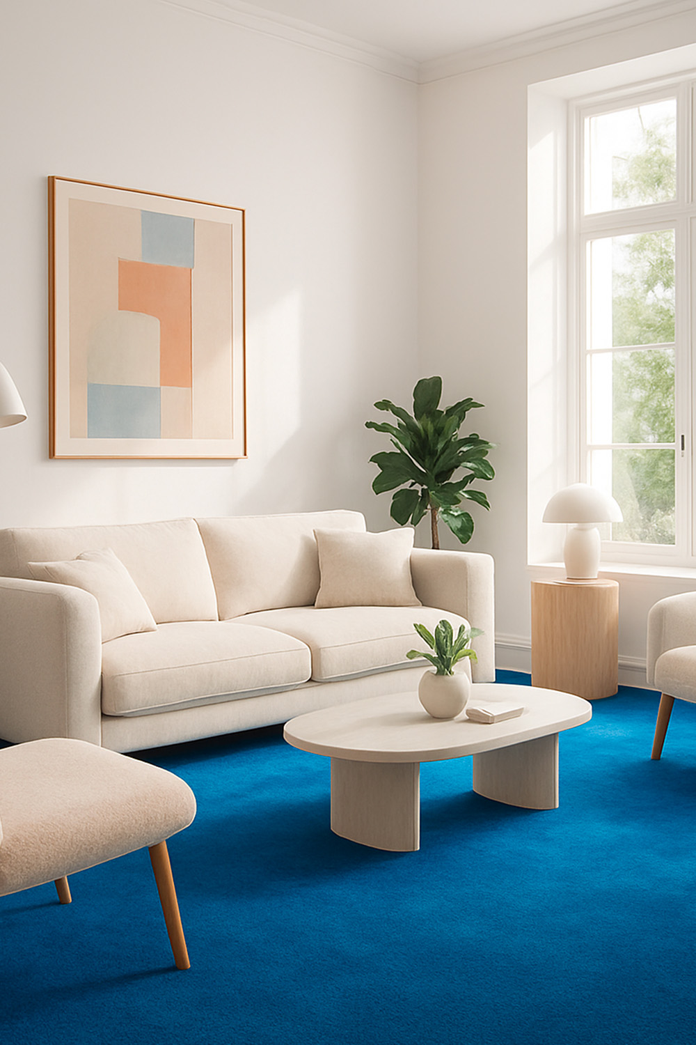 Les avantages de la moquette pour votre intérieur en 2025 28 Salon moderne avec moquette isolante bleue électrique