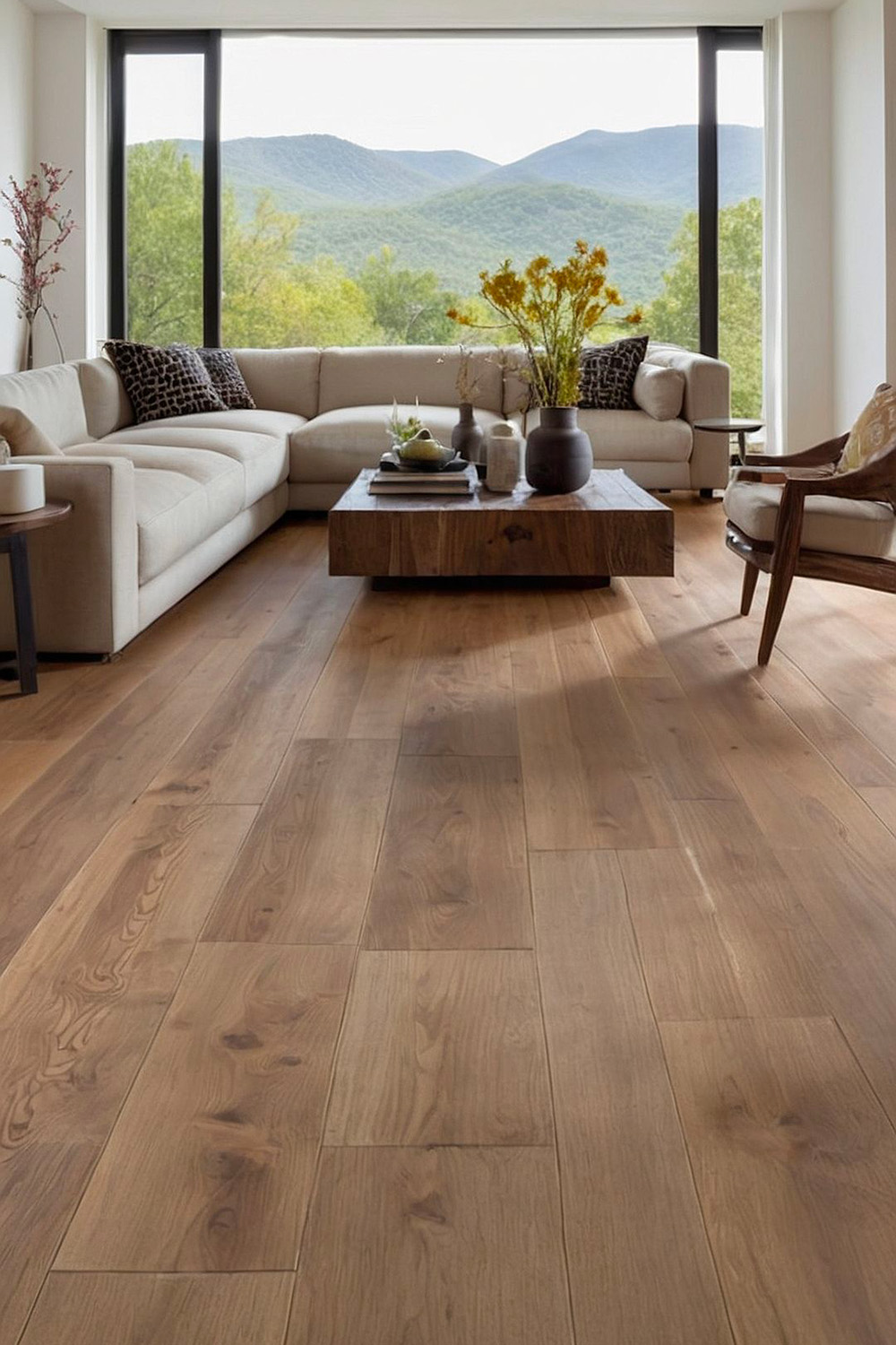 Salon avec lames de parquet contrecollé