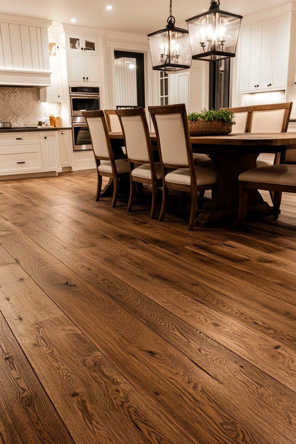 Lame parquet chêne dans une salle à manger