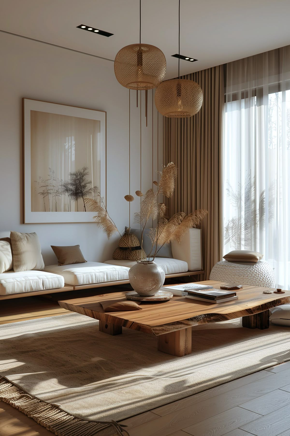 Comment adopter le style Japandi chez soi ? 18 Parquet dans un salon tendance Japandi