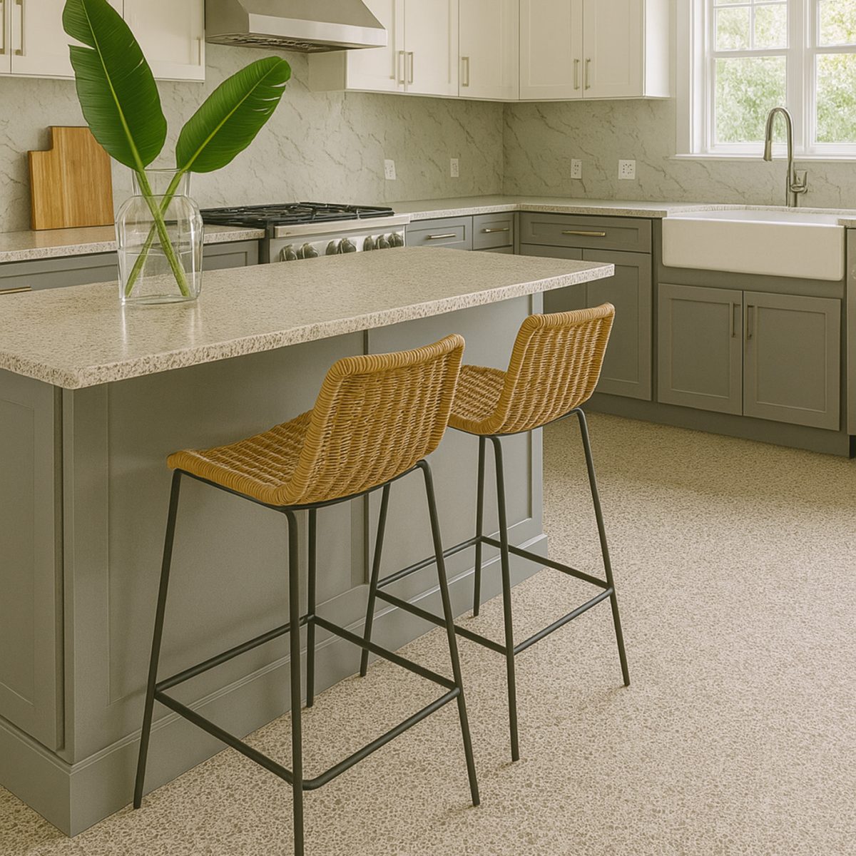 sol vinyle aspect terrazzo objectflor mise en scene
