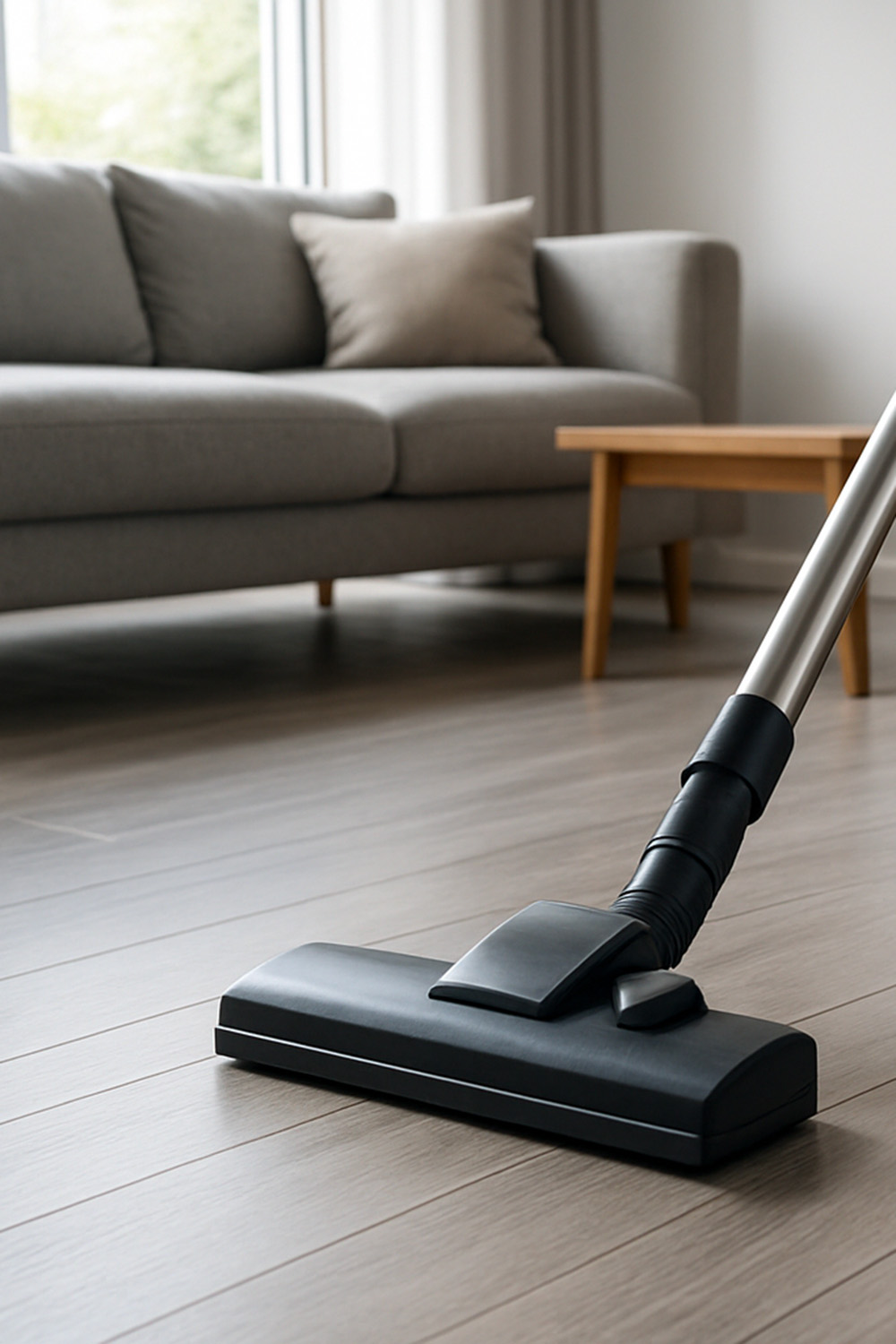 Nettoyage d'un parquet stratifié avec un aspirateur