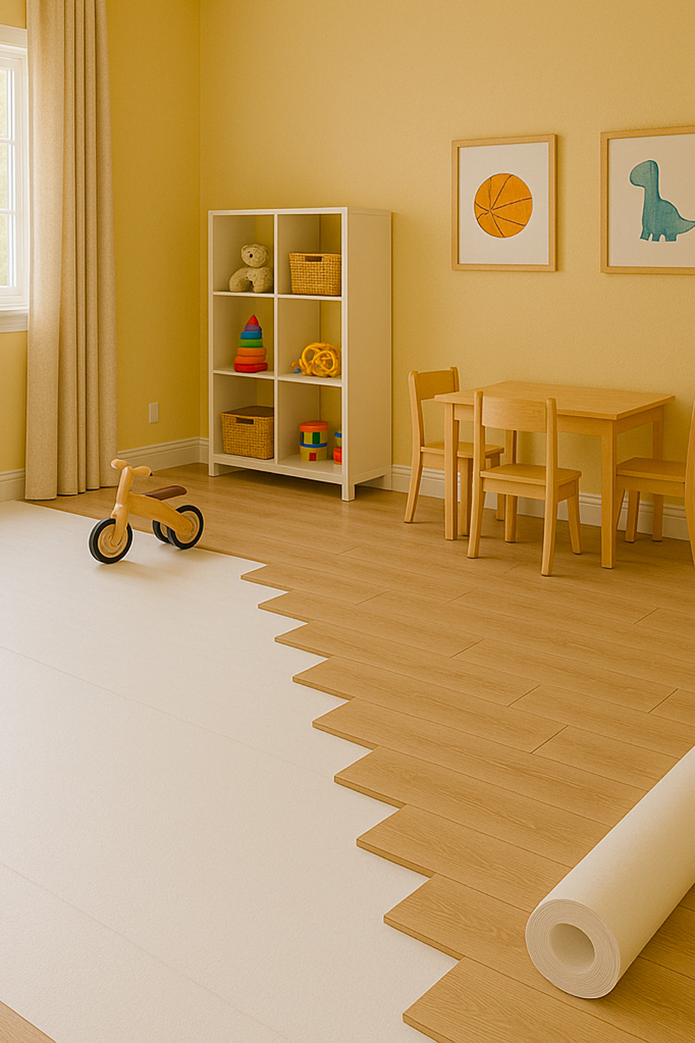 Sous couche isolante dans une chambre pour enfant