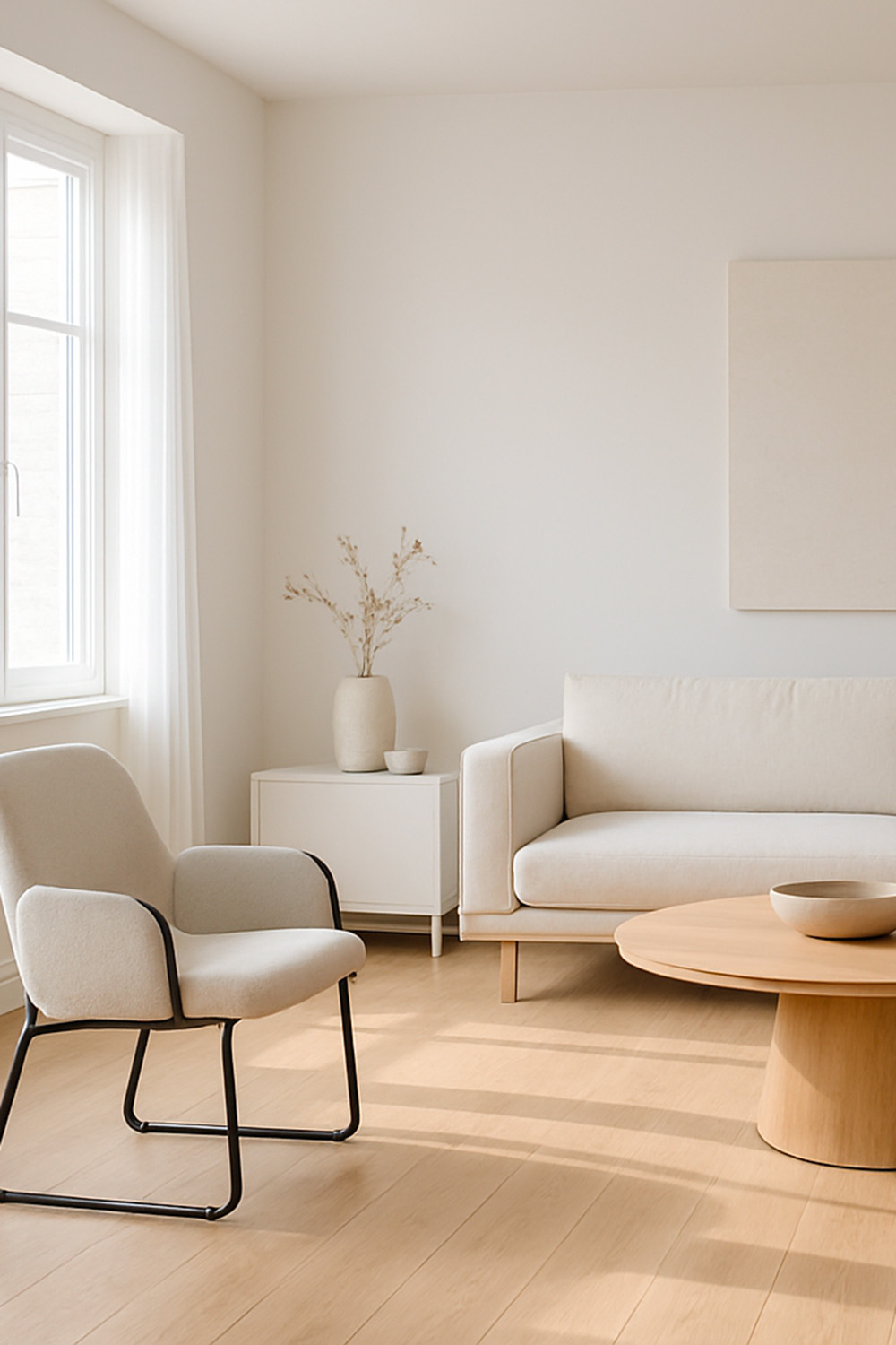 Parquet stratifié dans un salon minimaliste