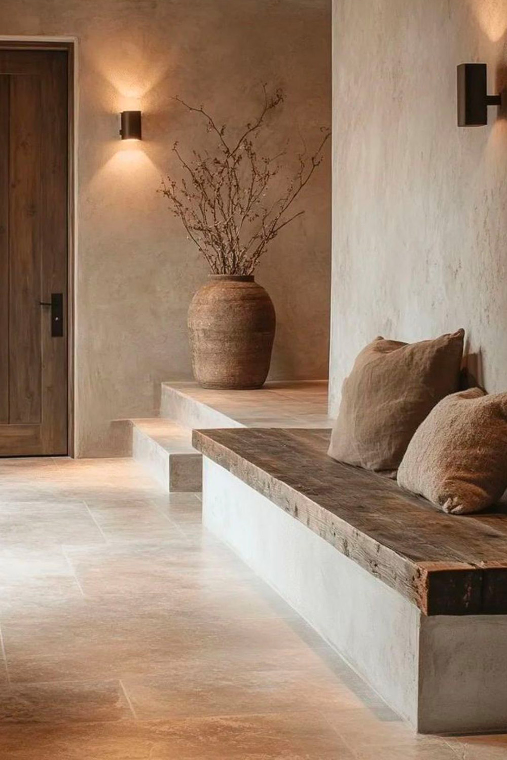 Sol vinyle aspect pierre style wabi sabi dans une maison